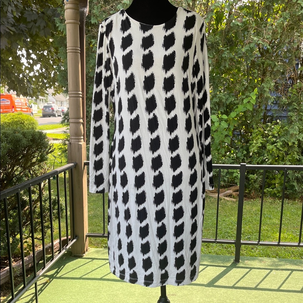 Karen Kane size XL Monochrome Brushstroke Long Sleeve Dress